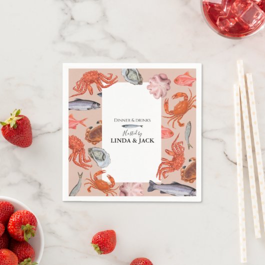 Dinner party servetten Vis en zeevruchten Thema (Insitu)