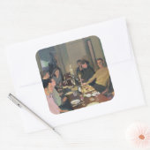 Dinner Party Vierkante Sticker (Envelop)