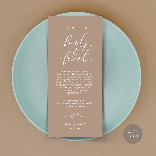 Dinner Place setting Bedankt, Brown Taupe Kaart