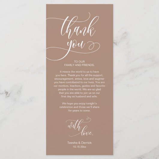 Dinner Place setting Bedankt, Modern Script Kaart (Voorkant)