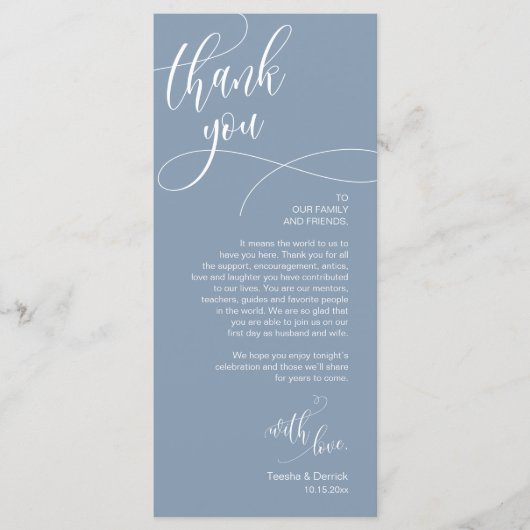 Dinner Place setting Bedankt, Modern Script Kaart (Voorkant)