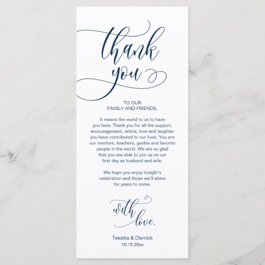 Dinner Place setting Bedankt, Modern Script Kaart (Voorkant)