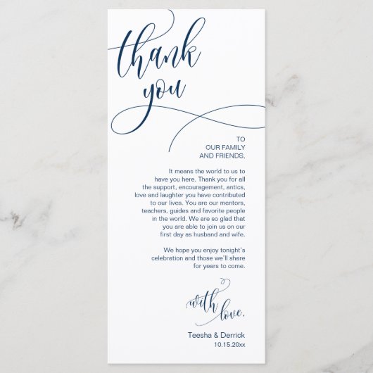 Dinner Place setting Bedankt, Modern Script Kaart (Voorkant)