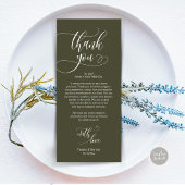 Dinner Place setting Bedankt, Modern Script Kaart