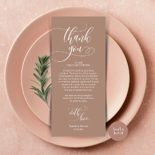 Dinner Place setting Bedankt, Modern Script Kaart
