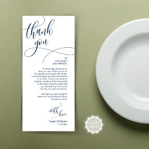 Dinner Place setting Bedankt, Modern Script Kaart