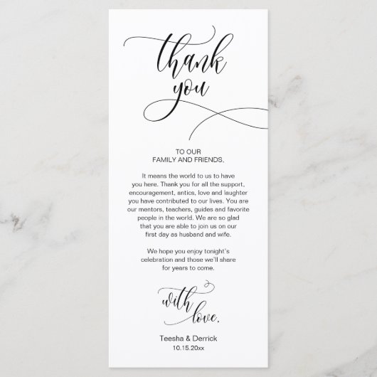 Dinner Place setting Bedankt, Modern Script Kaart (Voorkant)