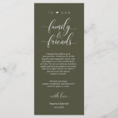 Dinner Place setting Dank u, Olijfgroene Kaart (Voorkant)