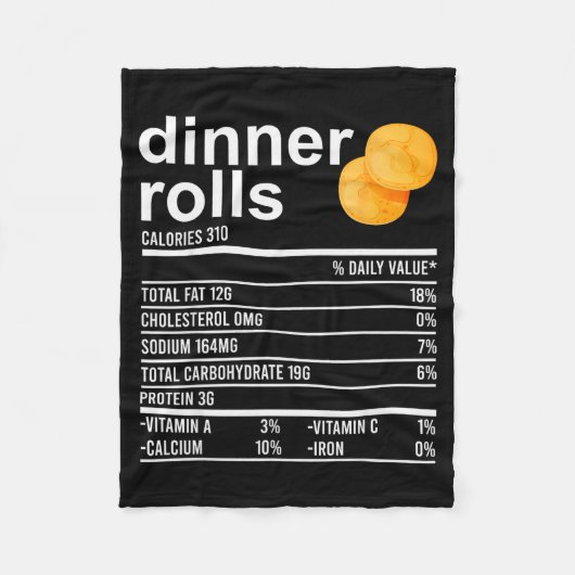 Dinner Rolls Nutrition Facts Apparel Funny Thanksg Fleece Deken (Voorkant)