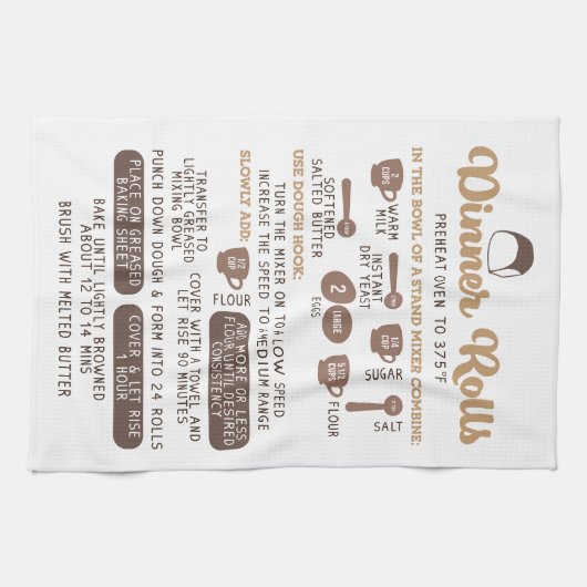 Dinner Rolls ontvang Tea Kitchen Towel Theedoek (Horizontaal)