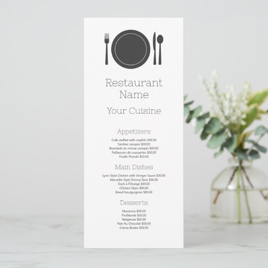 Dinner Setting, Restaurant Slimline Menu (Staand voorkant)