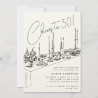 Dinner Table Cheers Tekening 30ste Verjaardagsfees