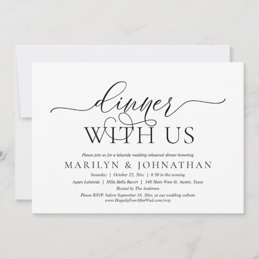 Dinner with us, Wedding Rehearsal Celebration Kaart (Voorkant)