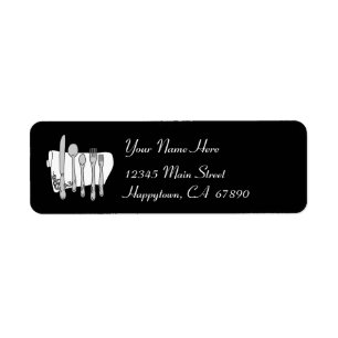Dinnerware Black and White Address Label Sjabloon