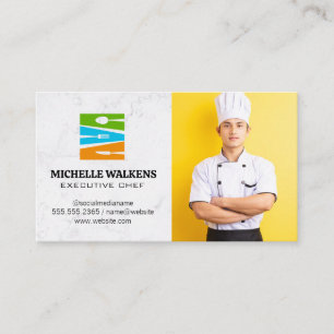 Dinnerware Restaurant Logo Chef in uniform Visitekaartje