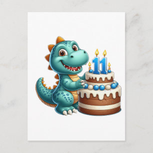 Dino 11e verjaardag feestdagenkaart