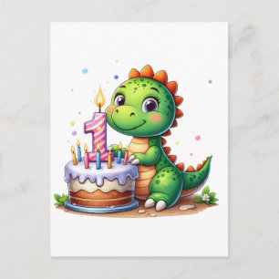 Dino 1e verjaardag feestdagenkaart