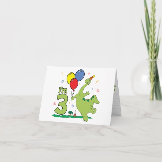 Dino 3e verjaardag invulling uitnodiging (Voorkant)