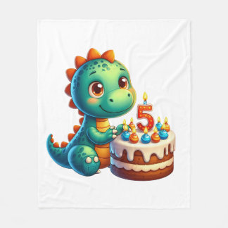 Dino 5e verjaardag fleece deken