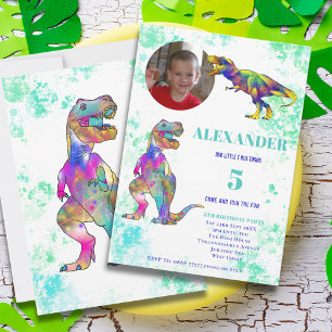 Dino 5e Verjaardag Foto Uitnodiging