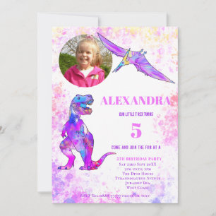 Dino 5e Verjaardag T Rex Foto Roze Kaart
