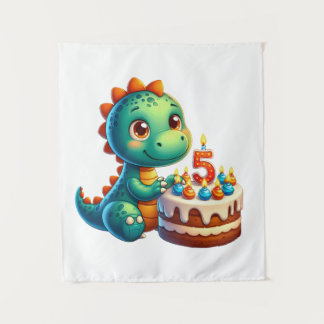 Dino 5e verjaardag wandkleed
