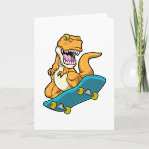 Dino als skater met skateboard kaart