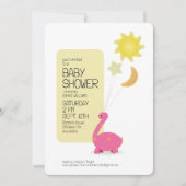 Dino avec Mylar Baloons Baby shower Invitation (Devant)