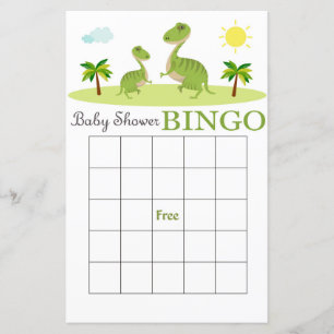 Dino baby shower bingo card, Dinosaur bingo card