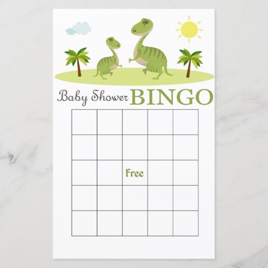 Dino baby shower carte de bingo, Dinosaur carte de (Devant)