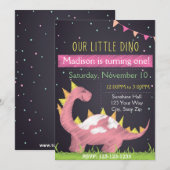 Dino Birthday Inaviation (meisje) Kaart (Voorkant / Achterkant)