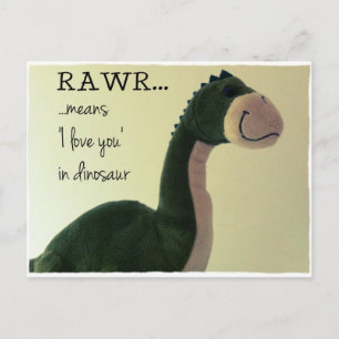 Dino Briefkaart RAWR betekent 'ik hou van je' in d