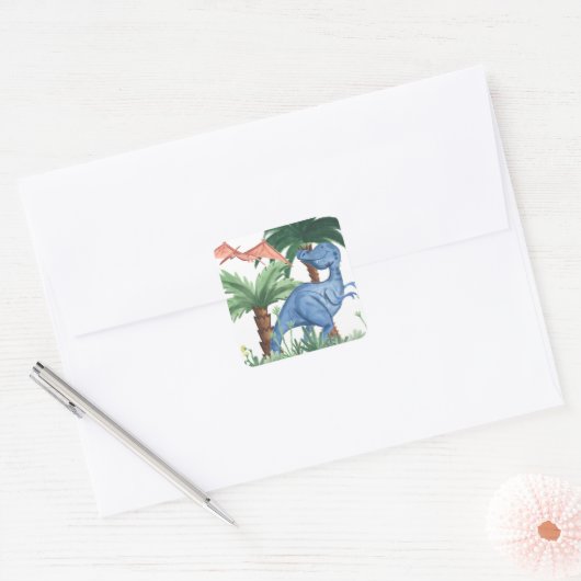 Dino Buddies I Vierkante Sticker (Envelop)