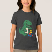 Dino Building Blocks Fun Tri-Blend Shirt (Voorkant)