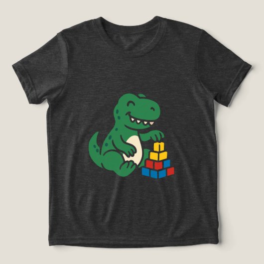 Dino Building Blocks Fun Tri-Blend Shirt (Design voorkant)