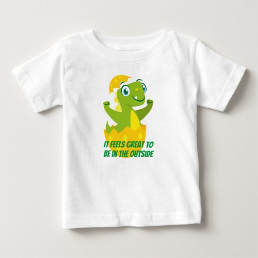 Dino Chick Baby Fijne Jersey T-Shirt (Voorkant)