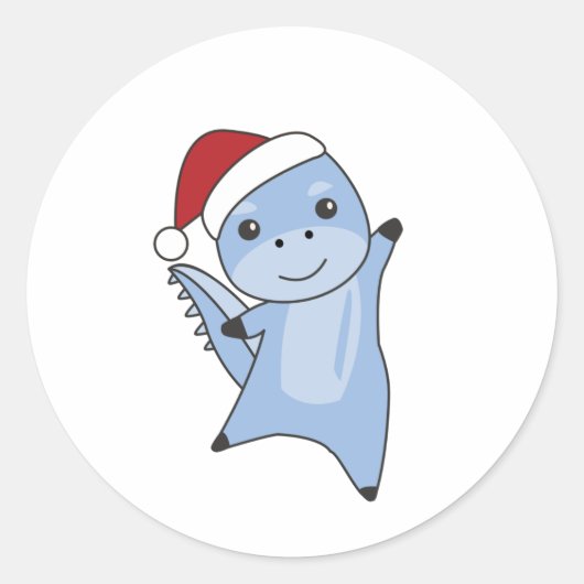 Dino Christmas Dinos Winter Animals Ronde Sticker (Voorkant)