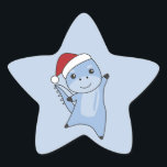 Dino Christmas Dinos Winter Animaux Star Sticker<br><div class="desc">Le chien dinosaure pour Noël avec des lumières de fées. Animaux amusants avec des cadeaux et de la neige pour les vacances. Aussi drôle pour Noël en juillet. Les dinos sont des animaux mignons et parfaits pour Noël.</div>