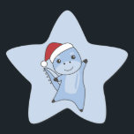 Dino Christmas Dinos Winter Animaux Star Sticker<br><div class="desc">Le chien dinosaure pour Noël avec des lumières de fées. Animaux amusants avec des cadeaux et de la neige pour les vacances. Aussi drôle pour Noël en juillet. Les dinos sont des animaux mignons et parfaits pour Noël.</div>