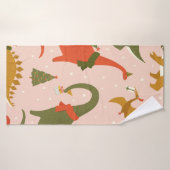 Dino Christmas Party Tree Rex. Dinosaure à Père No (Serviette de bain)