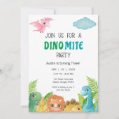 Dino coloré Mite Dinosaur Invitation Anniversaire (Devant)