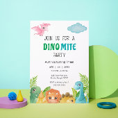 Dino coloré Mite Dinosaur Invitation Anniversaire