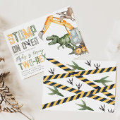 Dino Construction 2de verjaardagsuitnodiging Kaart