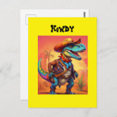Dino Cowboy Briefkaart (Voorkant / Achterkant)