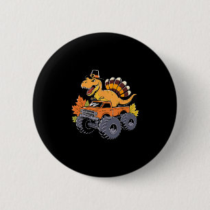 Dino Danksgiving Jongens Kinderen Dino T Rex Monst Ronde Button 5,7 Cm