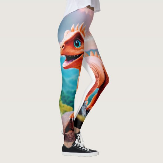 Dino Delight : Jolie Dinosaure Leggings Imprimés" (Droite)