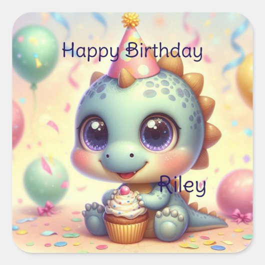 Dino Delight-Stickers Vierkante Sticker (Voorkant)