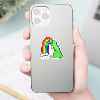 Dino die regenbogen braakt Sticker