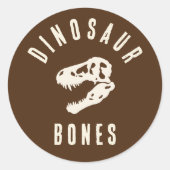 Dino Dig Dinosaurus Botten Uitgraving Verjaardagst Ronde Sticker (Voorkant)