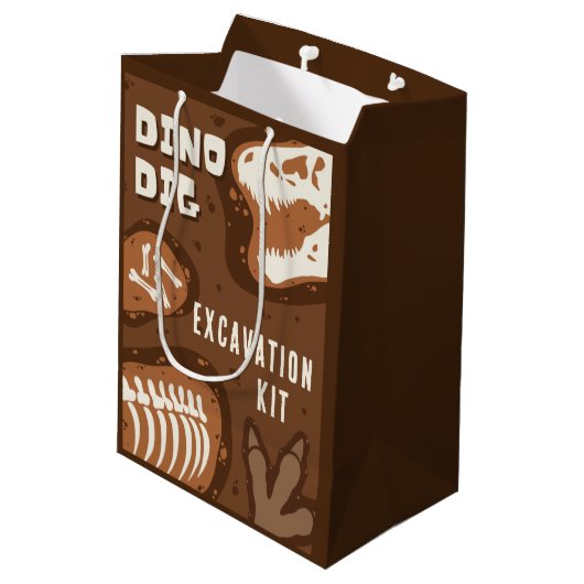 Dino Dig Dinosaurus Uitgraving Kit Feestgeschenk B Medium Cadeauzakje (Achterkant Gekanteld)